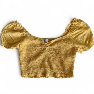 Vintage Hollister Yellow Floral Ruched Crop Top